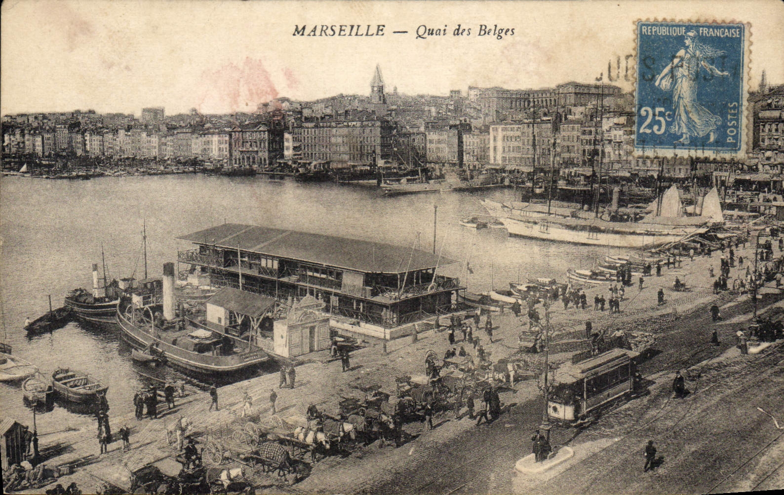 CPA Marseille Quai Des Belges Bateaux