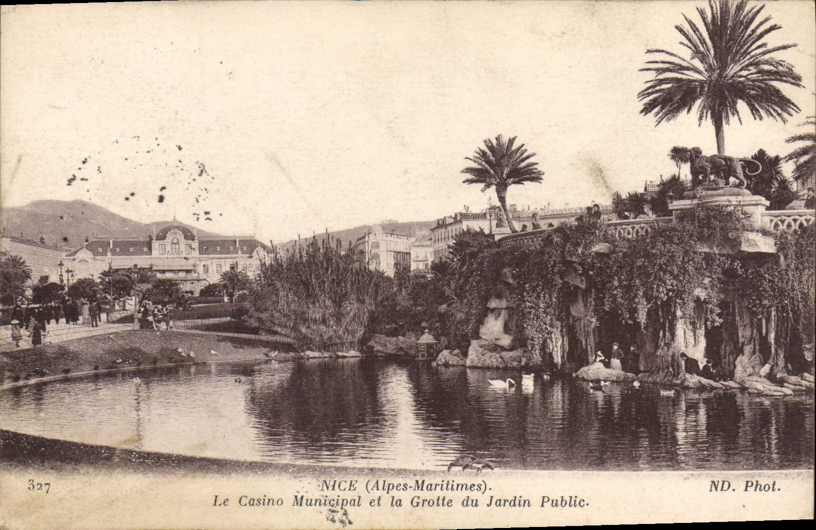 VINTAGE POSTCARD Nice the Municipal Casino And the Cave Of the Public garden