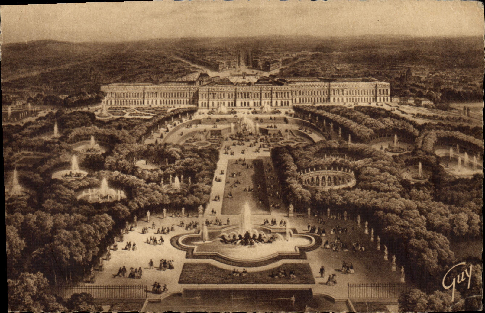CPA Versailles Et Ses Merveilles Vue Generale Sur Le Parc Et Le Chateau