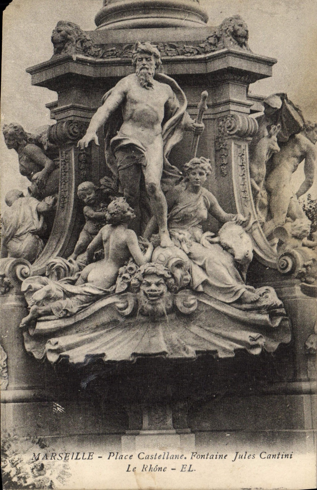 CPA Marseille Place Castellane Fontaine Jules Cantini Le Rhone