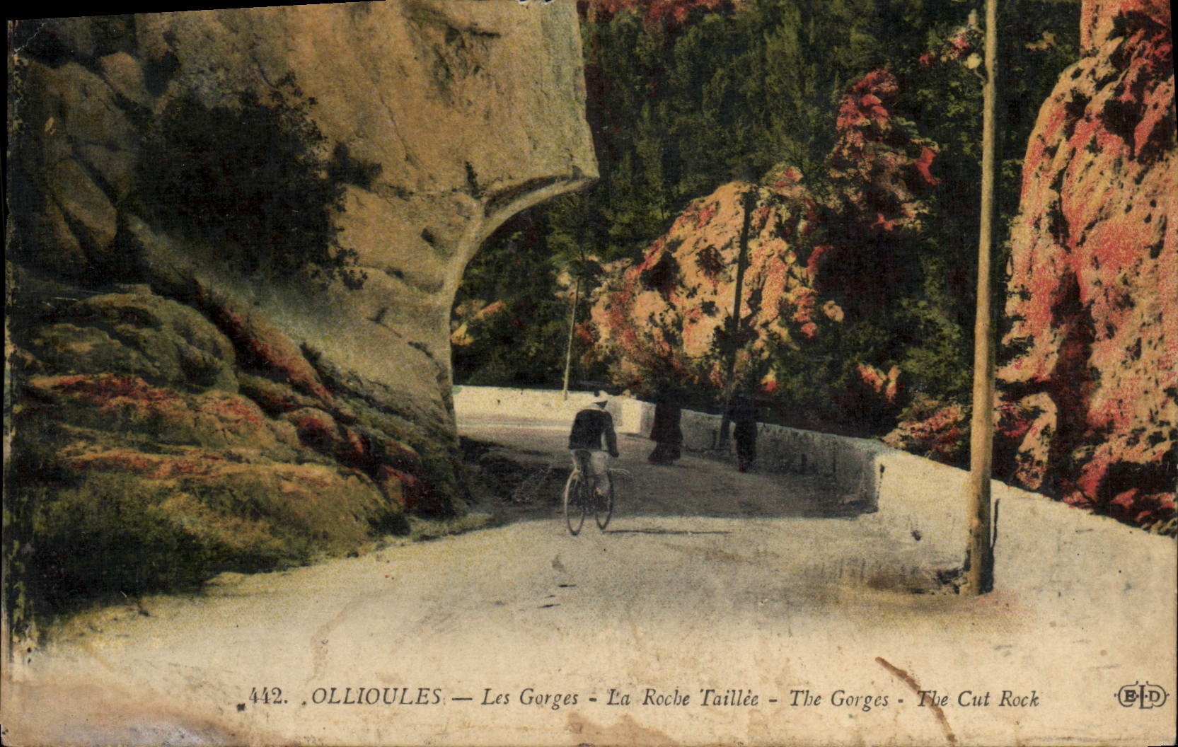 Catarata de Ollioules de la POSTAL de la VENDIMIA la roca Taillee la catarata