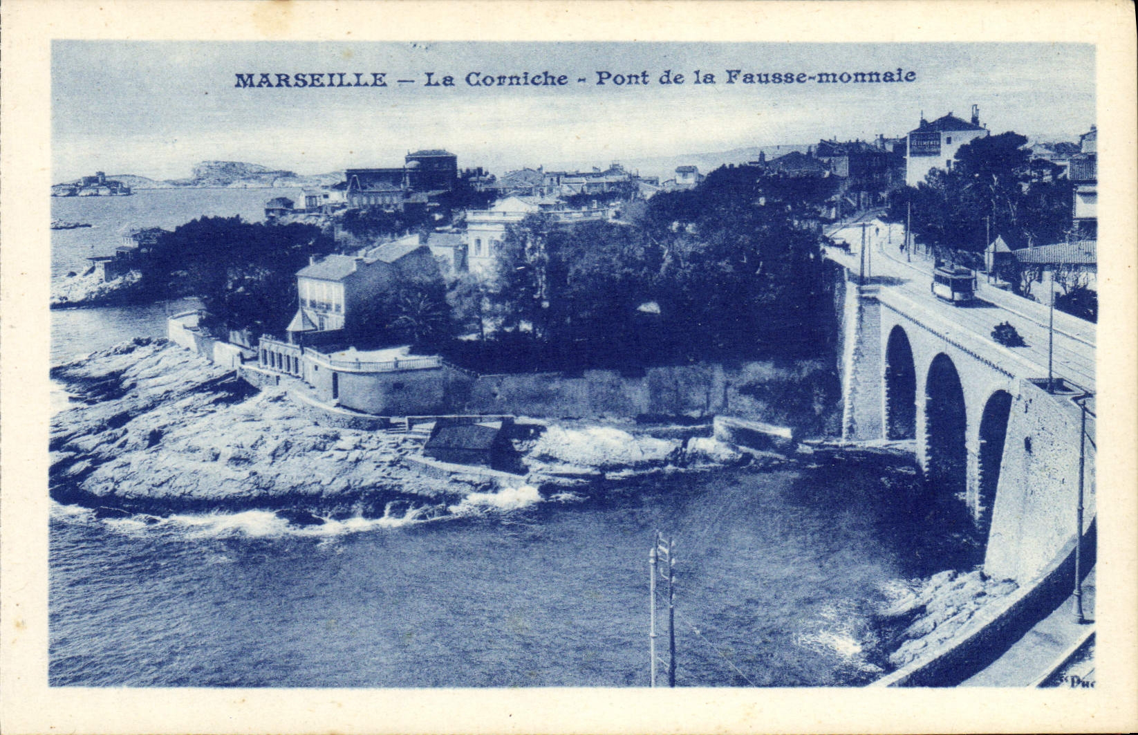 POSTAL Marsella de la VENDIMIA el puente de la cornisa del dinero falsificado