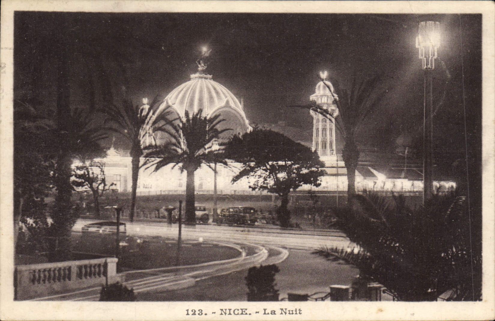 POSTAL de la VENDIMIA Niza la noche