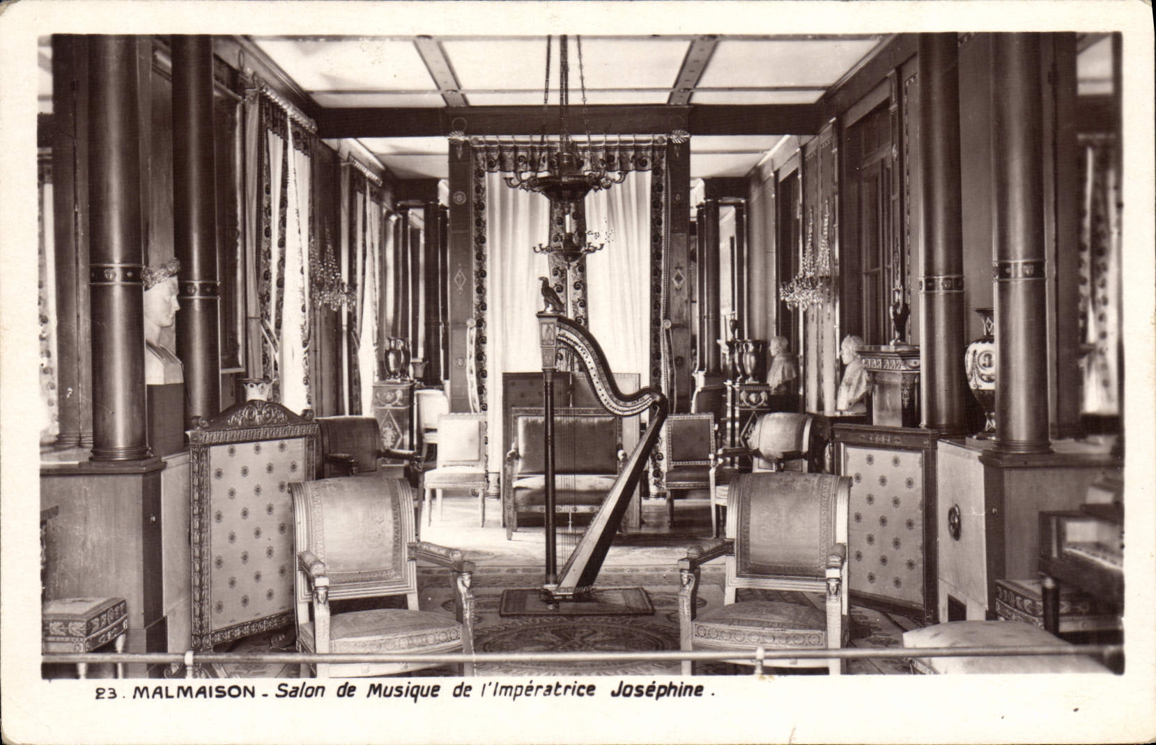 VINTAGE POSTCARD Malmaison Living room Of Music De I' Imperatrice Josephine