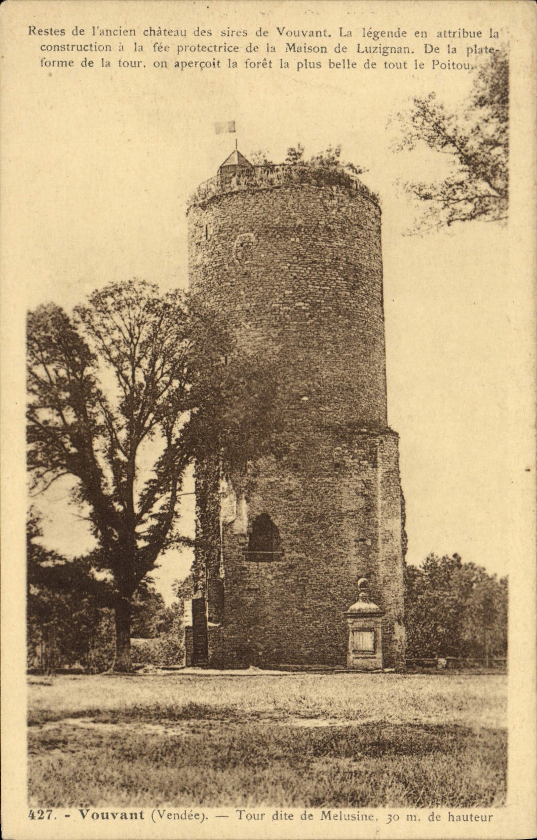 VINTAGE POSTCARD Vouvant Tower Known as De Melusine