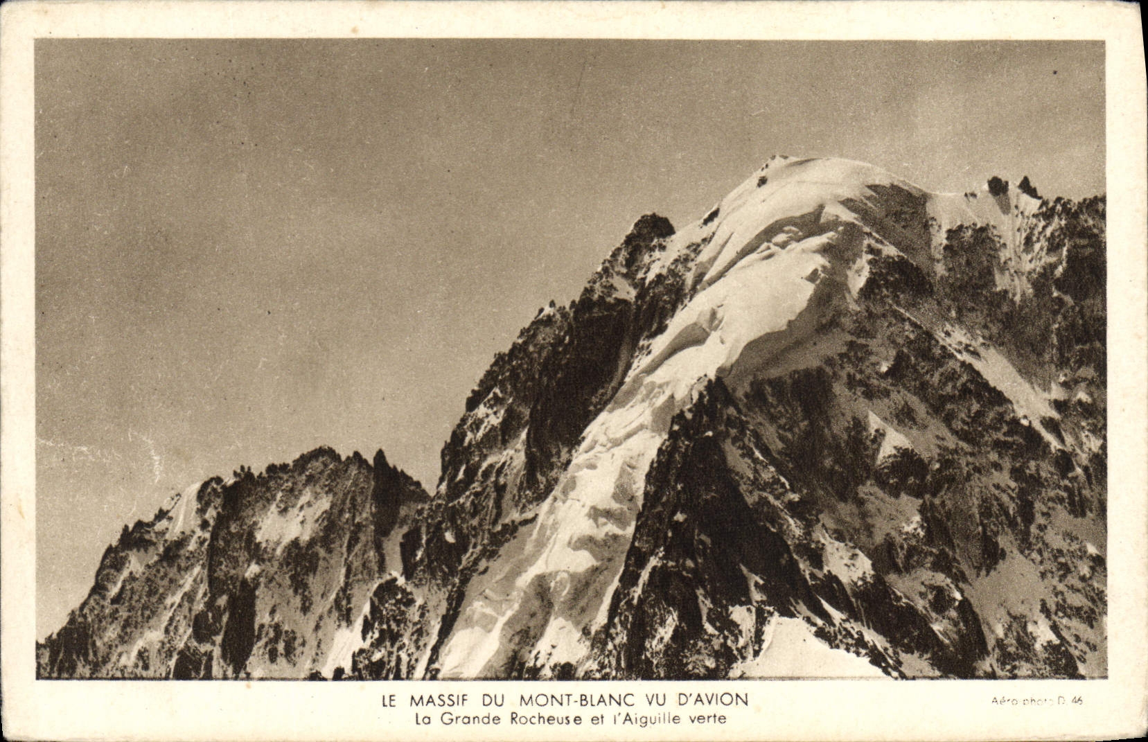 VINTAGE POSTCARD Solid mass Of Mont Blanc Seen Of Plane the Large Rock one and the green needle
