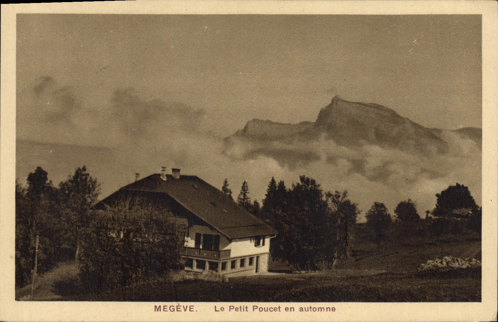 VINTAGE POSTCARD Megeve Tom Thumb in Fall