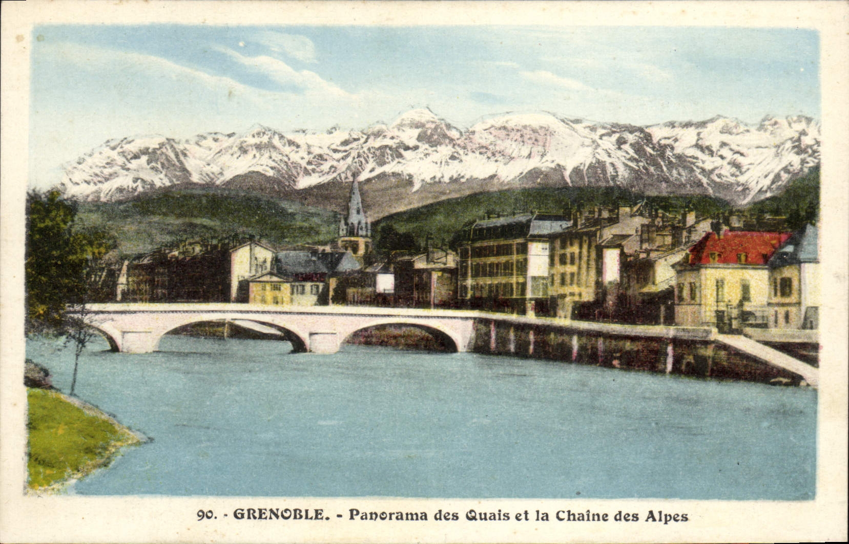 CPA Grenoble Panorama des Quais et la Chaine des Alpes
