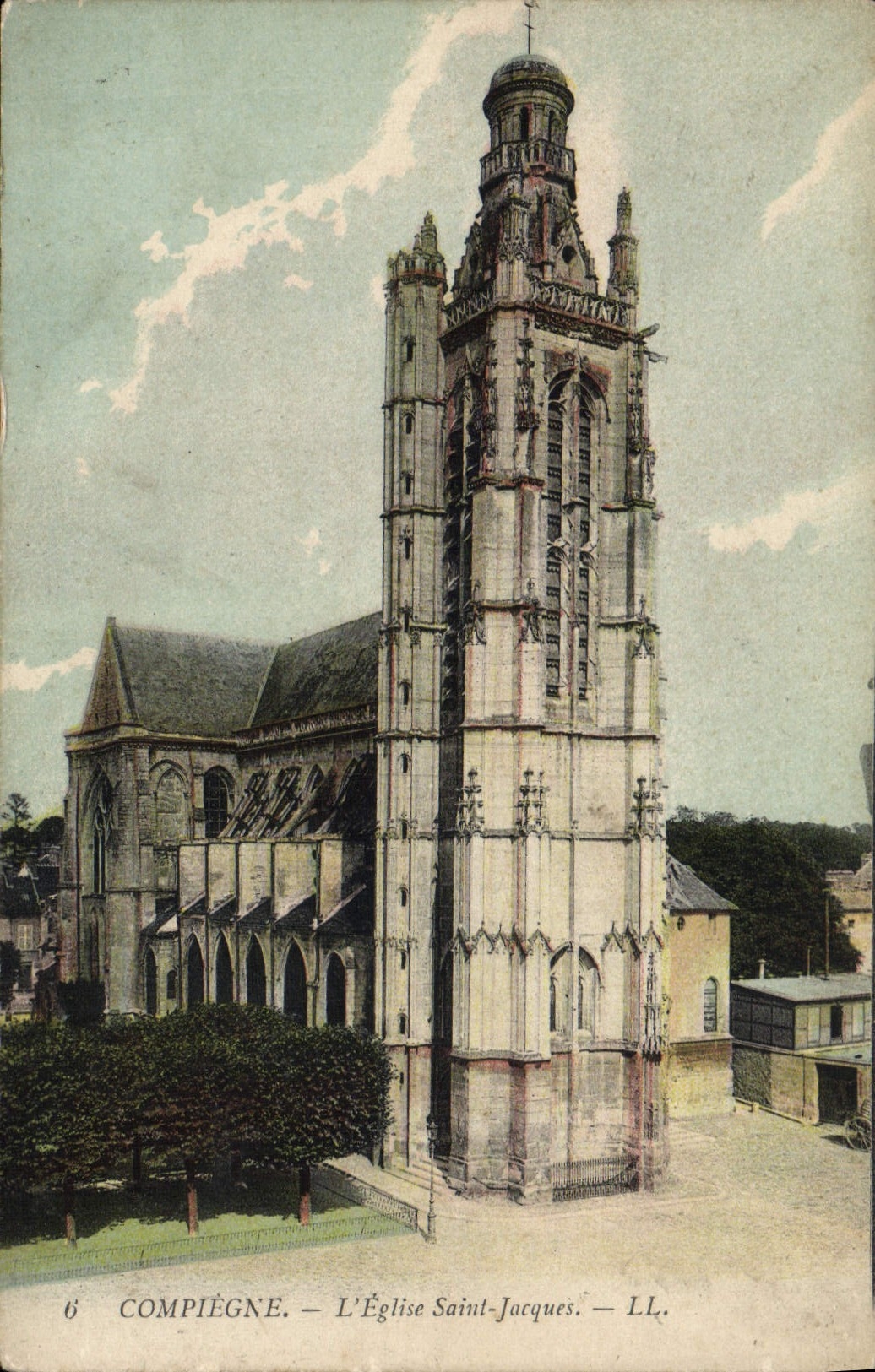 POSTAL Compiegne de la VENDIMIA la iglesia Jarques santo