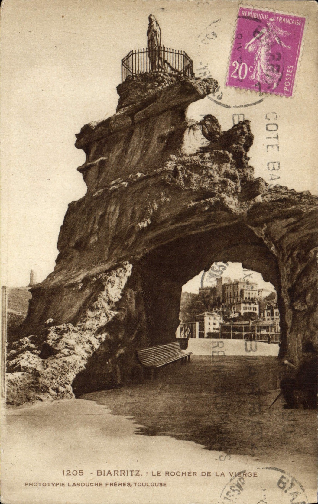 VINTAGE POSTCARD Biarritz the Rock of the Virgin