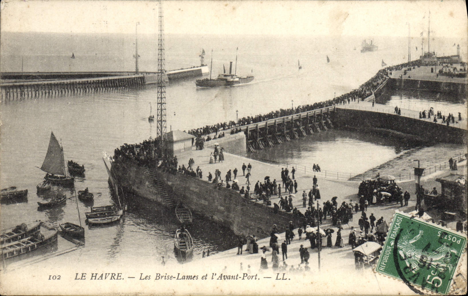POSTAL Le Havre de la VENDIMIA las láminas de la brisa y antes del puerto
