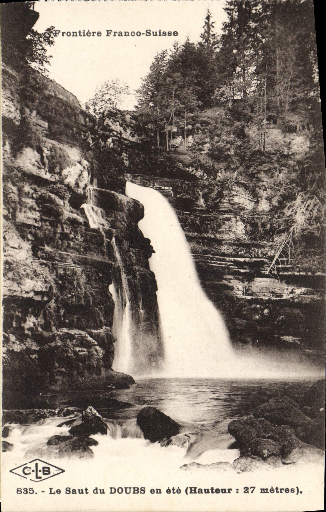 VINTAGE POSTCARD Free Swiss Border the Jump Of Doubs in summer