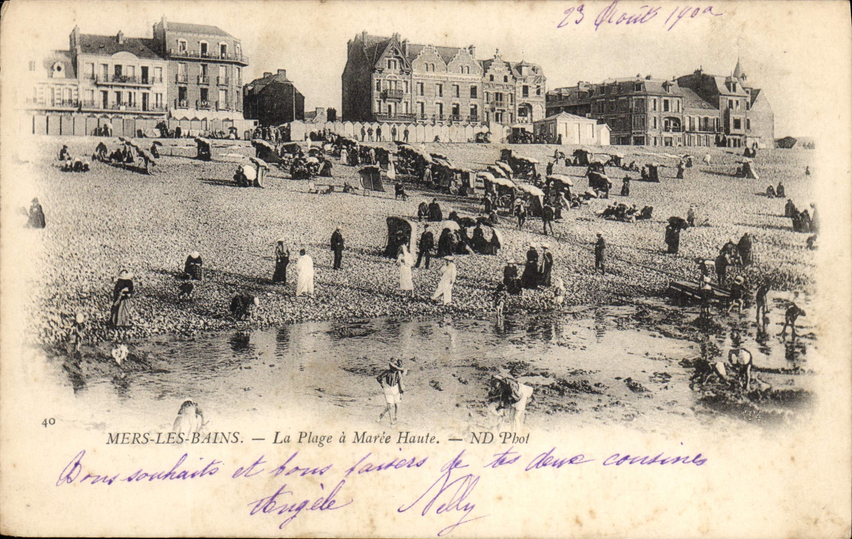 VINTAGE POSTCARD Mers Les Bains the Beach has High Marie