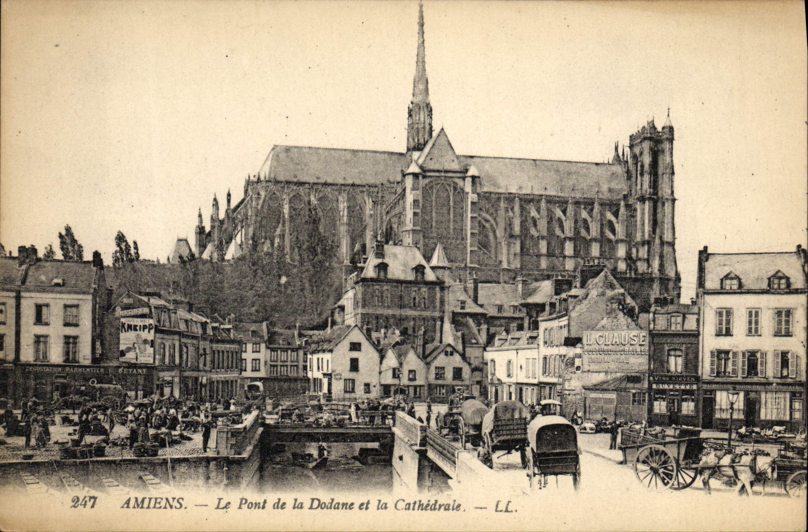 VINTAGE POSTCARD Amiens the Bridge Of Dodane And Cathidrale