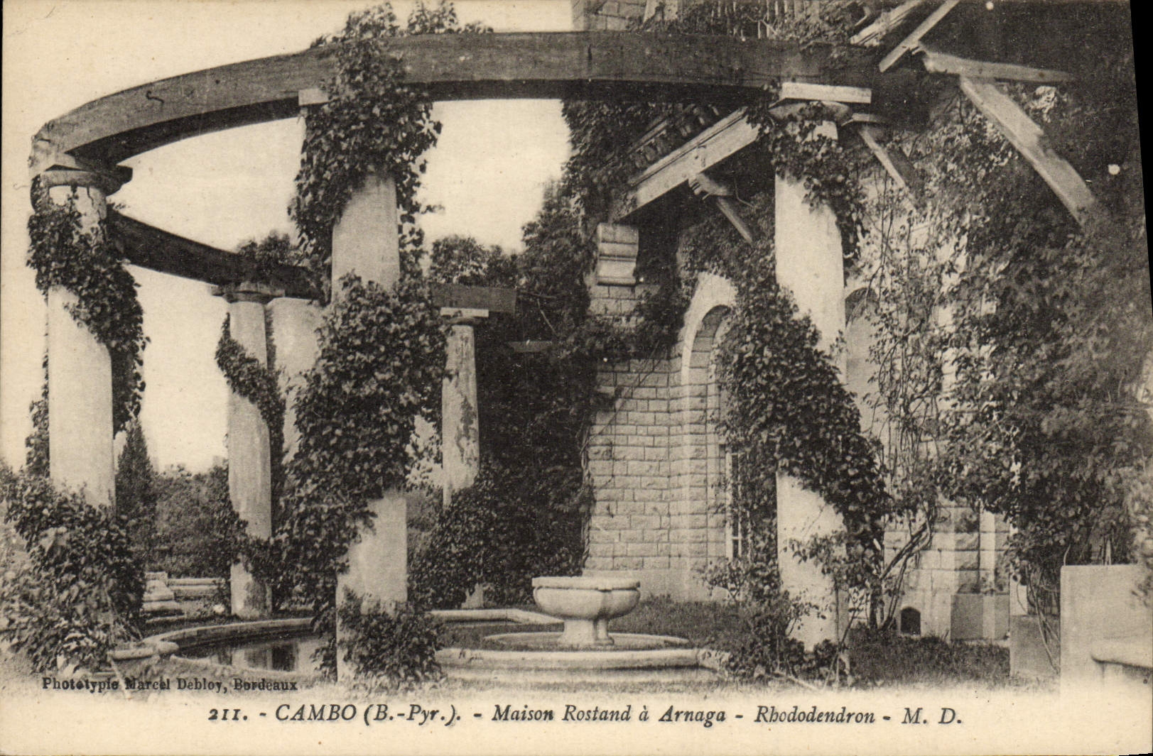 VINTAGE POSTCARD Cambo Maison Rostand has Arnaga Rhododendron