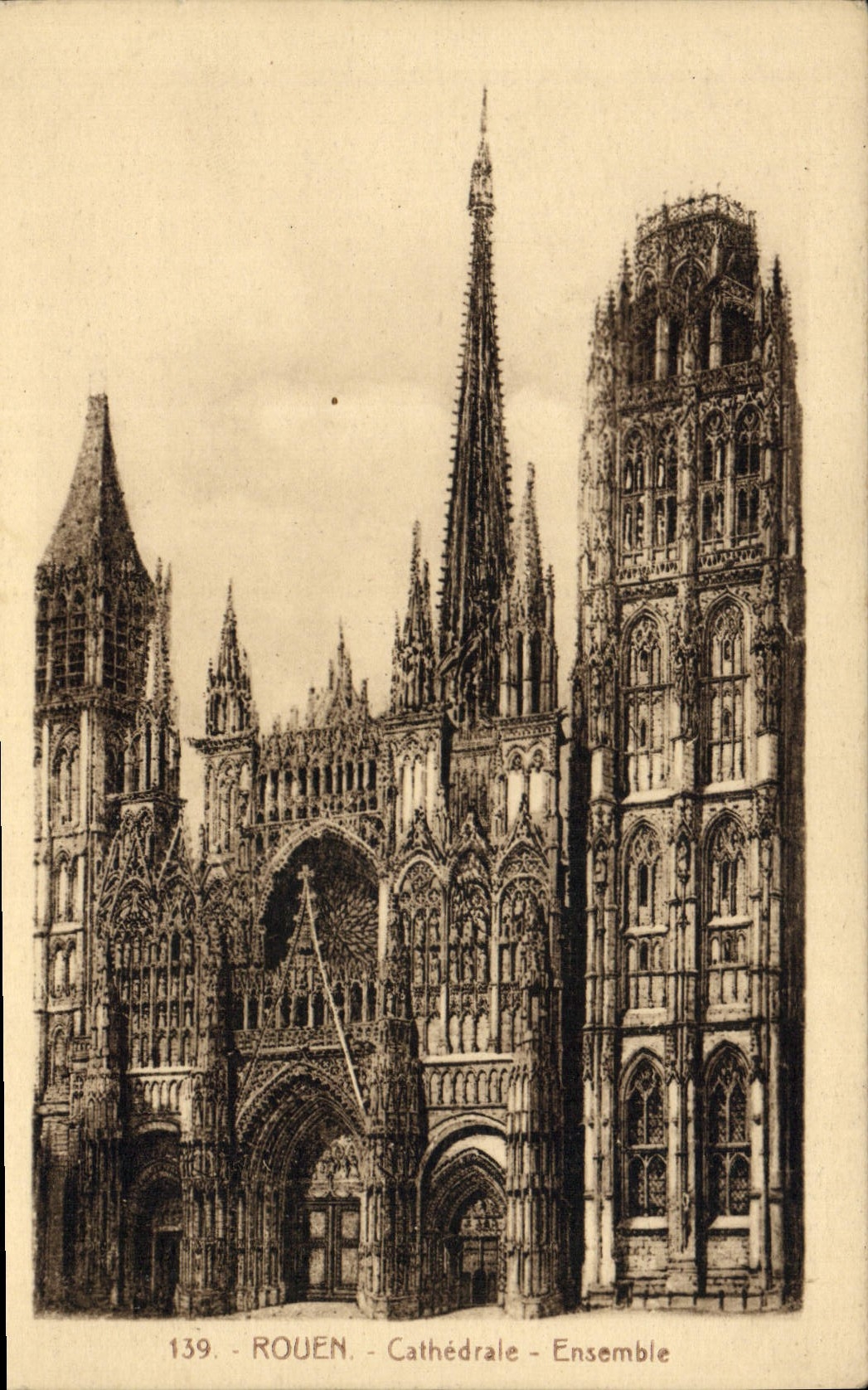 VINTAGE POSTCARD Rouen Cathedral Together