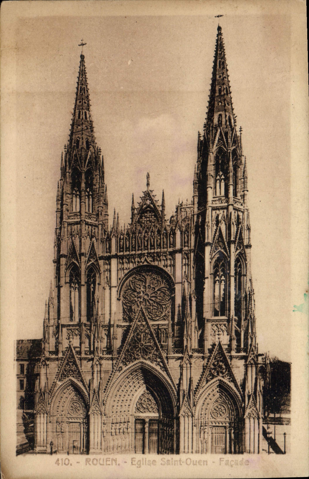 VINTAGE POSTCARD Rouen Egllse Holy Ouen Frontage