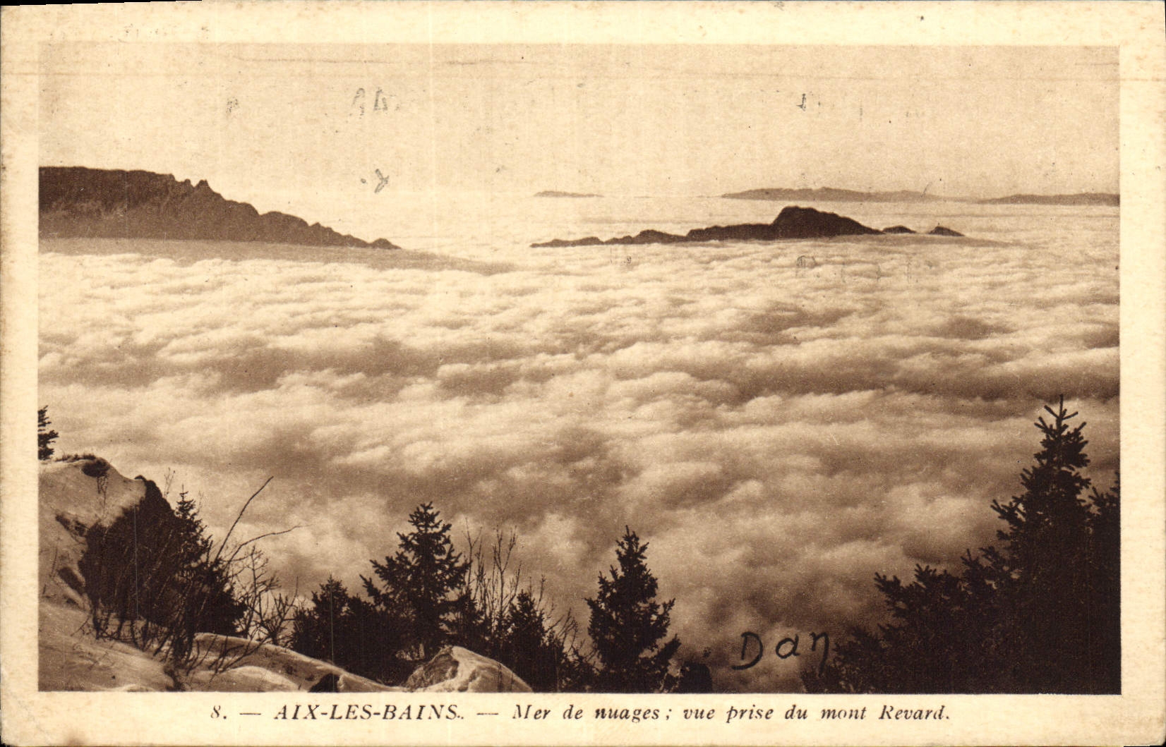 VINTAGE POSTCARD Aix Les Bains Sea Of Clouds Seen from of the Revard Mount