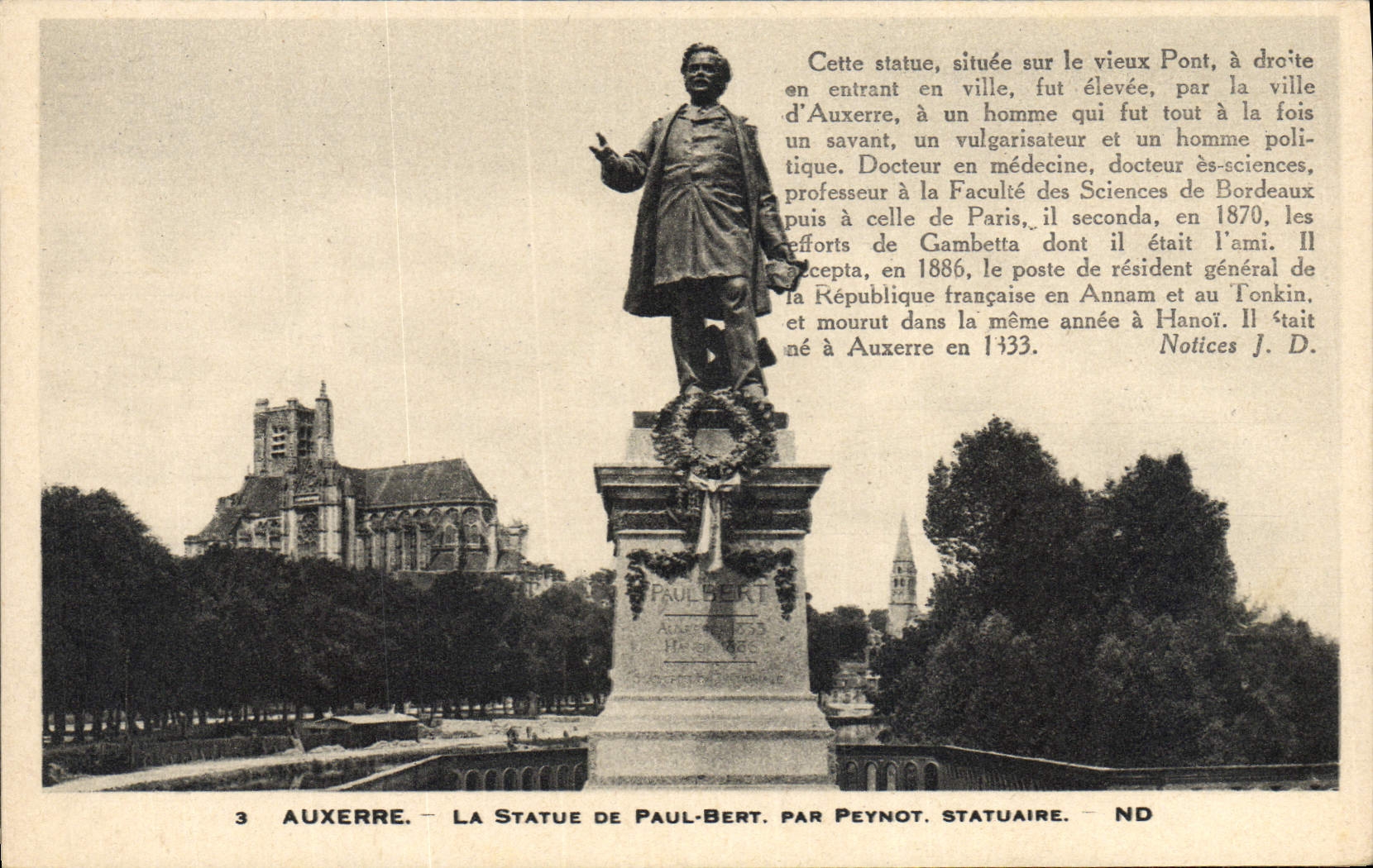 CPA Auxerre La Statue De Paul Bert