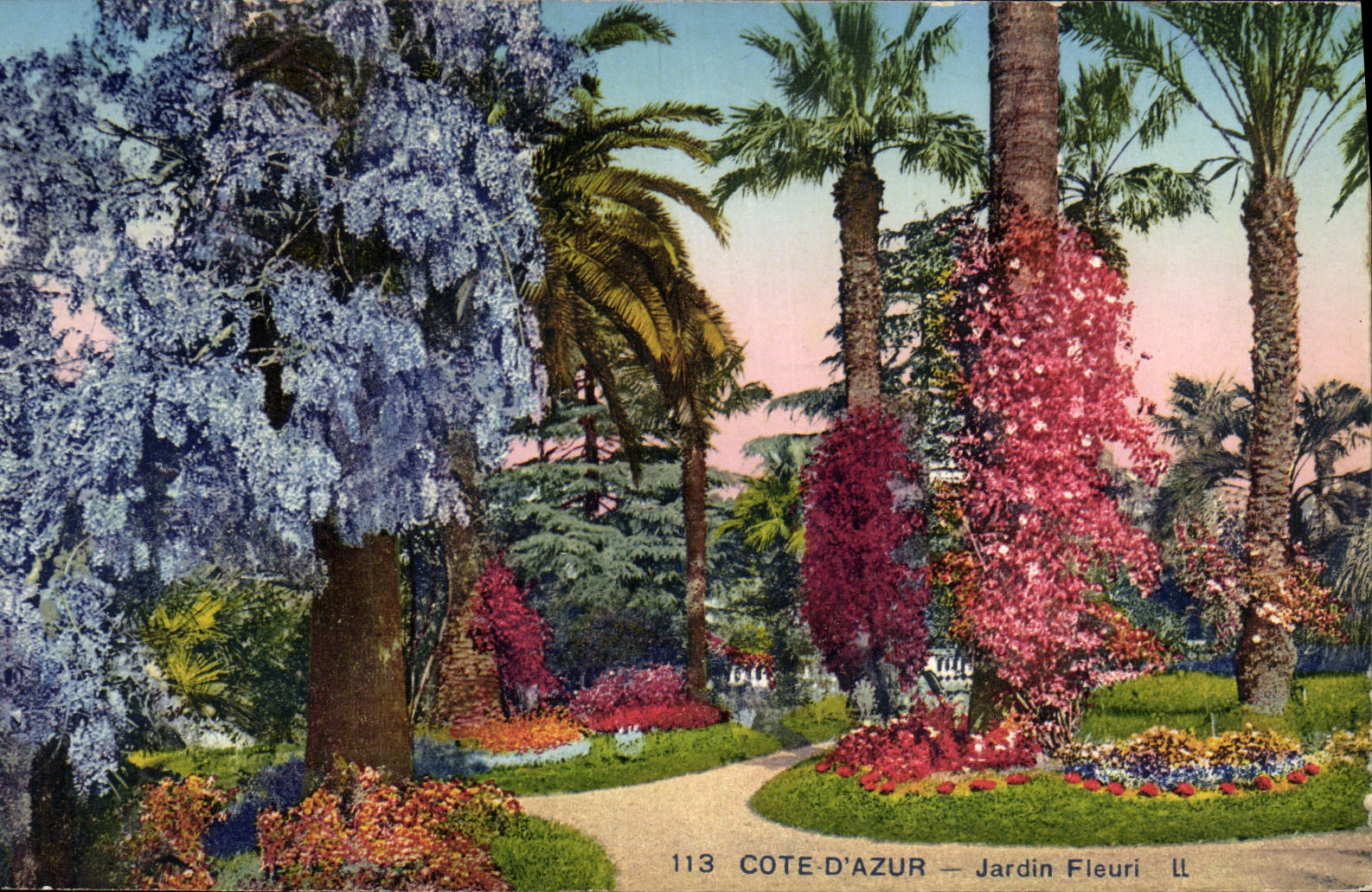 VINTAGE POSTCARD Dimension Of Azure flowered Garden