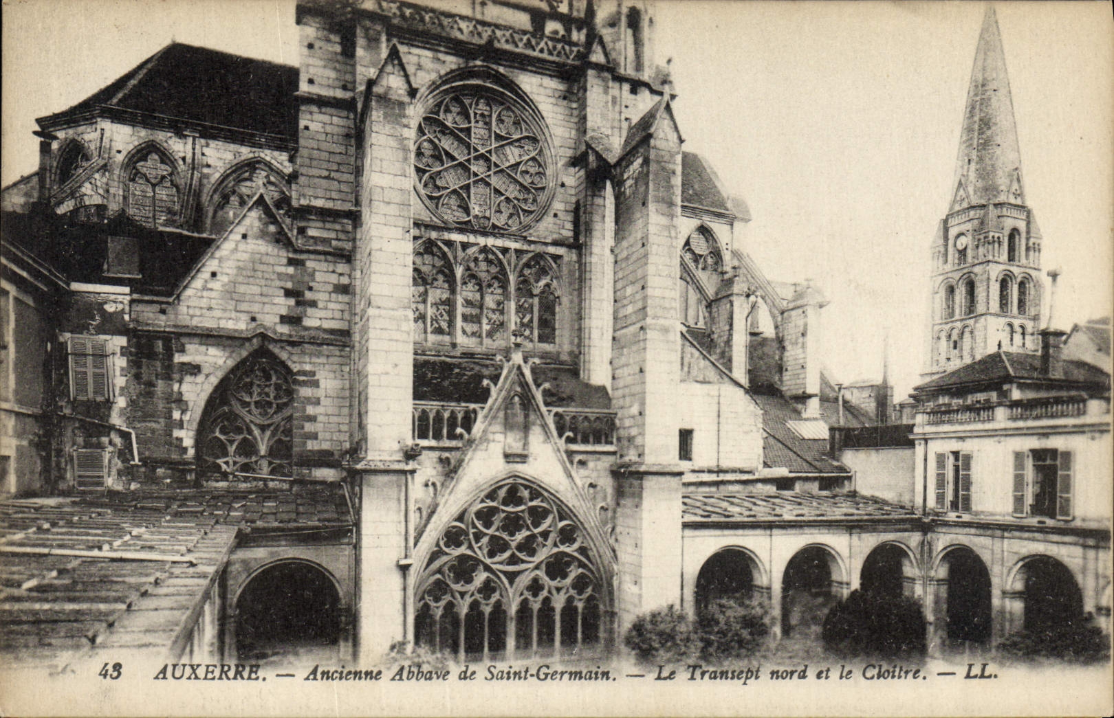 VINTAGE POSTCARD Auxerre Old Abbave Of Saint Germain the northern transept and the cloister