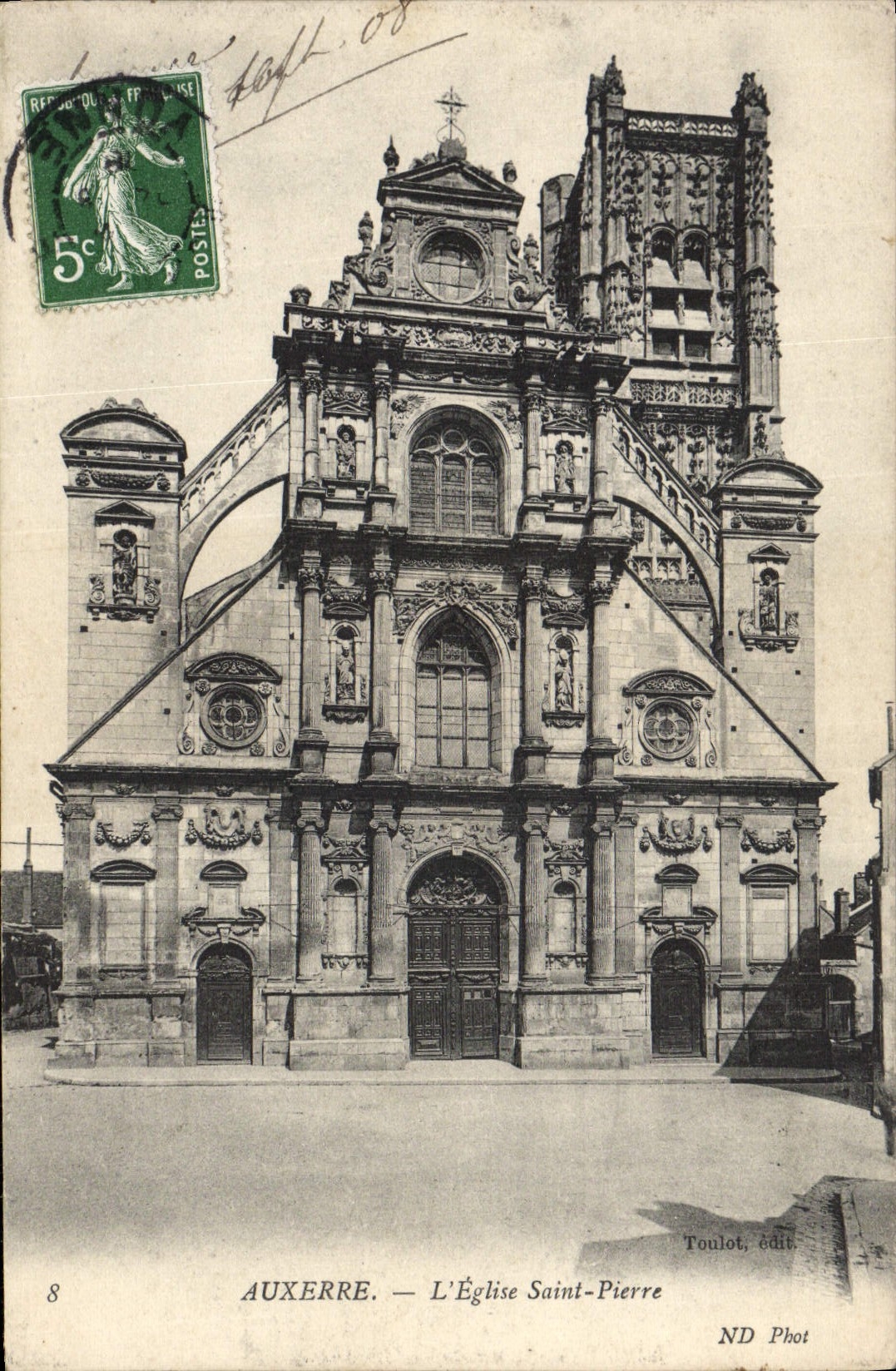 VINTAGE POSTCARD Auxerre L Church Saint Pierre