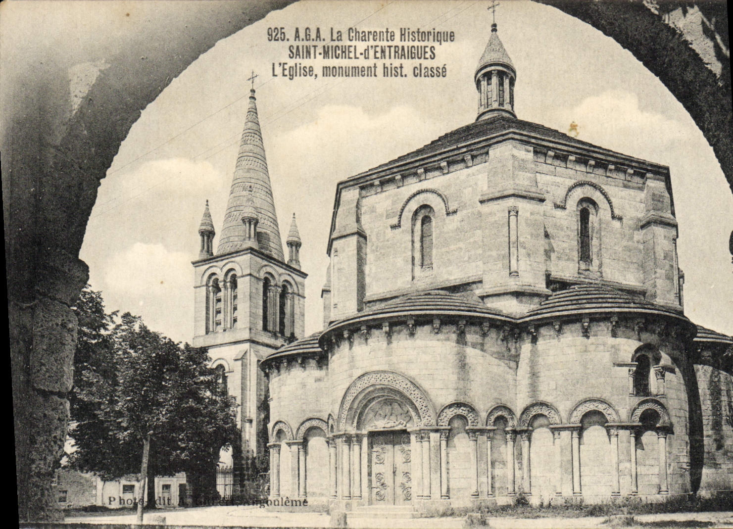 VINTAGE POSTCARD Historical Charente Saint Michel of Entraigues the Church