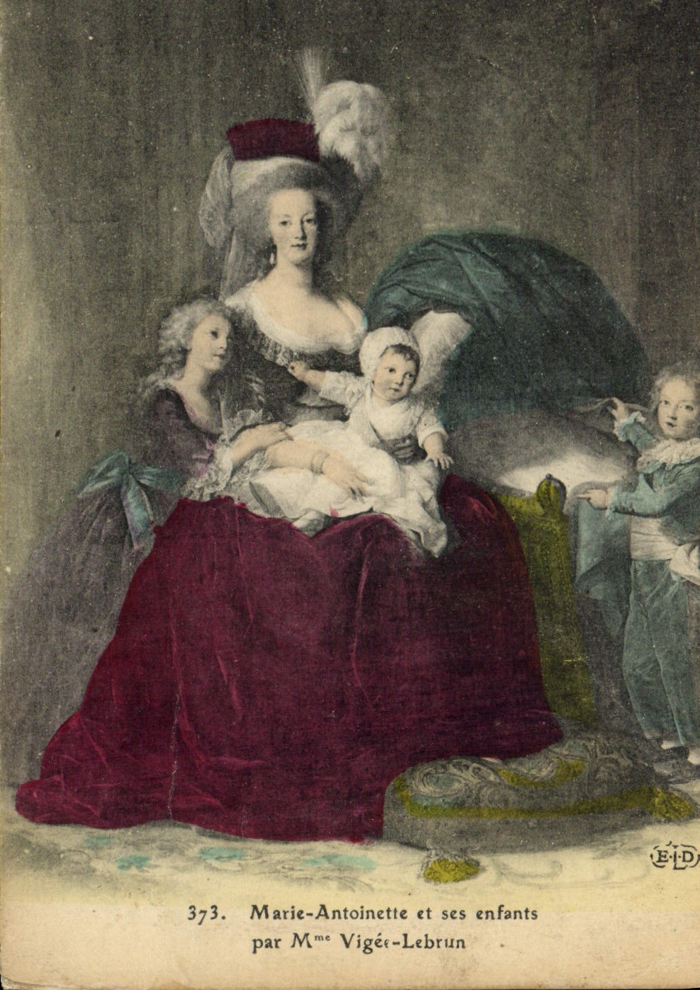 VINTAGE POSTCARD Marie Antoinette and her Children by Vigee Lebrun