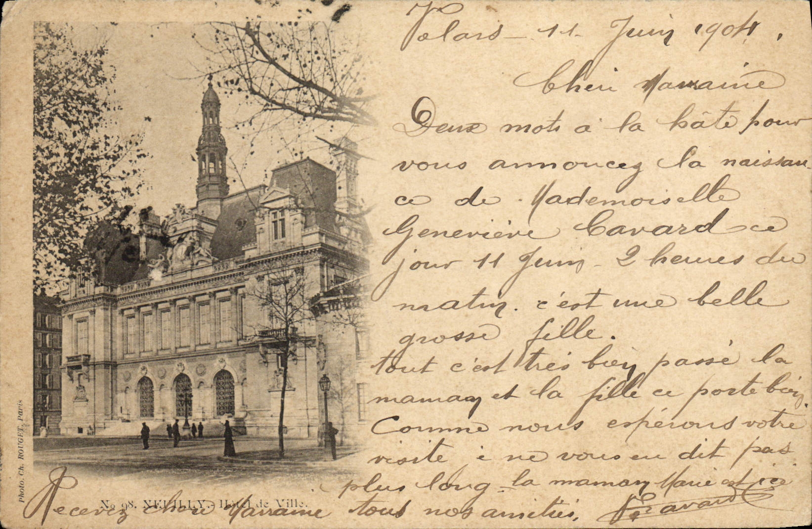 VINTAGE POSTCARD Neuilly the town hall