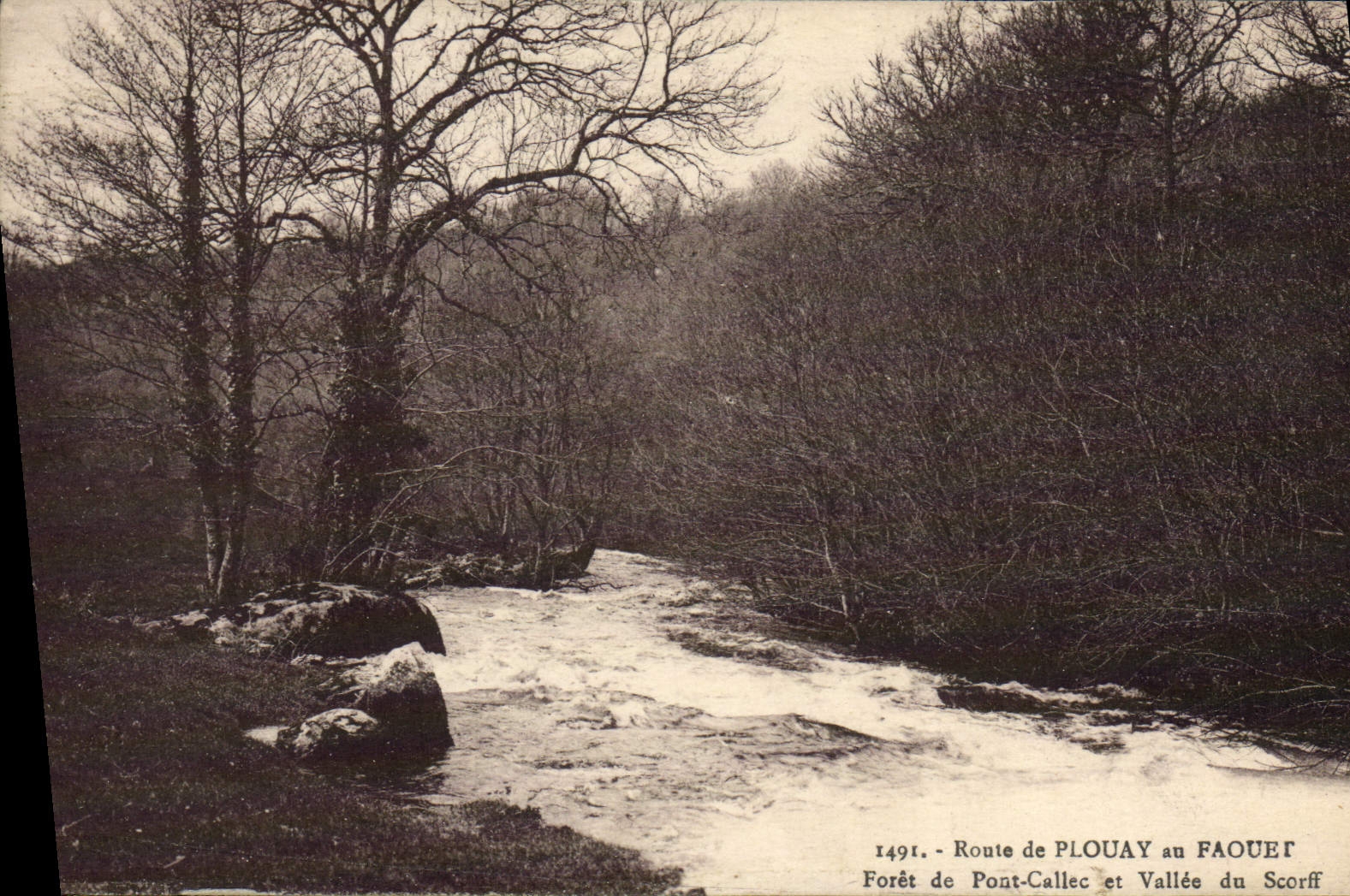 Camino fuerte de la POSTAL de la VENDIMIA del año Faouet de Plouay de puente de Callec y de Vallee de Scorff