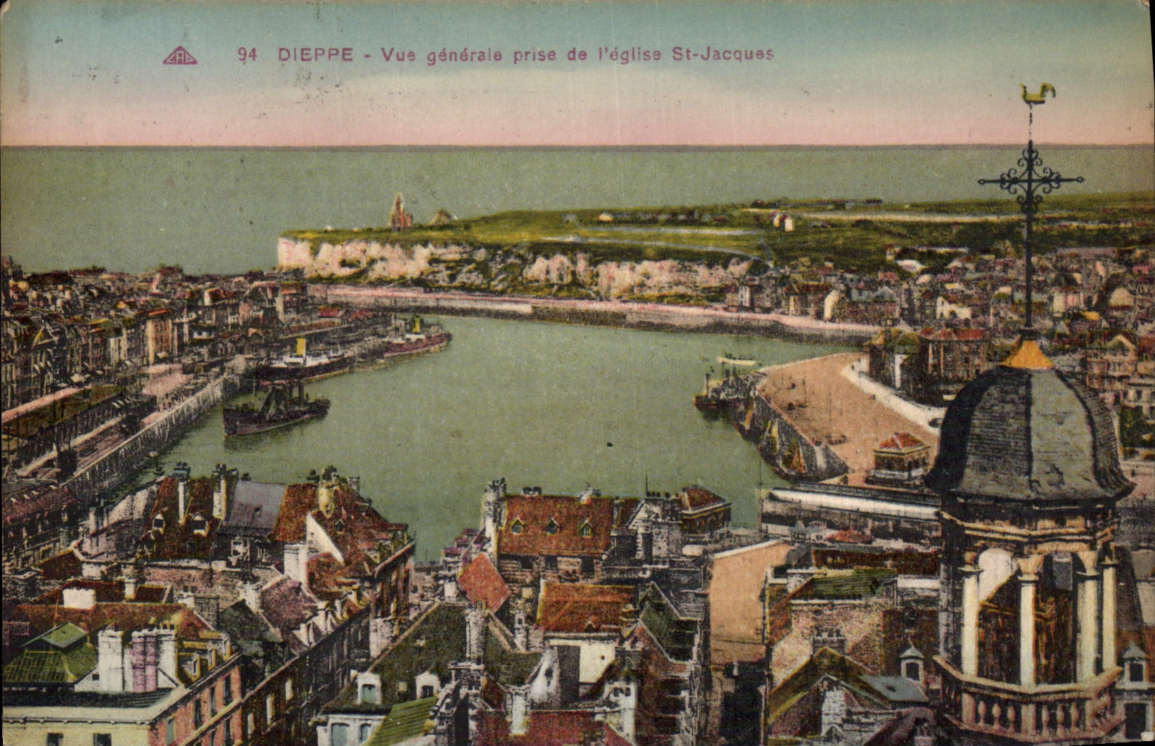 VINTAGE POSTCARD Dieppe View Taken De I' Eglise St Jacques