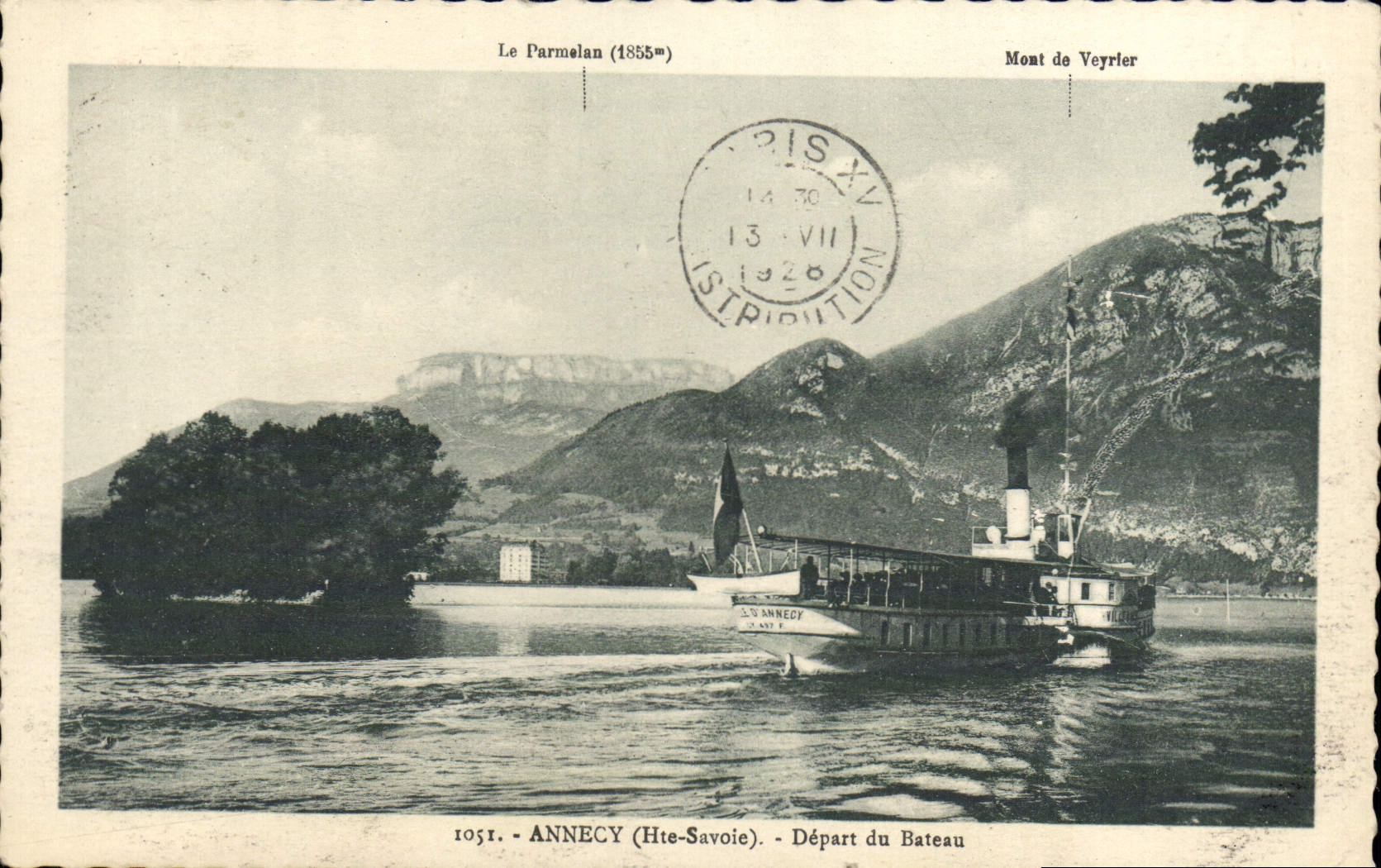 VINTAGE POSTCARD Annecy Departure Of the Boat
