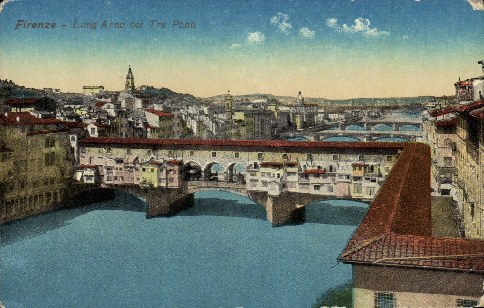 CPA Firenze Lung Arno Coi Tre Ponu
