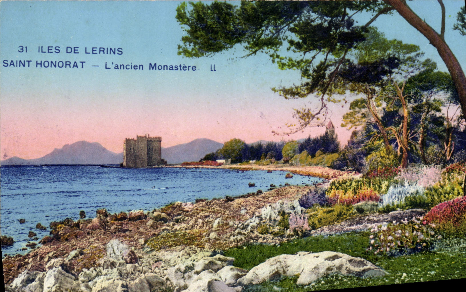 VINTAGE POSTCARD Islands De Holy Lerins Honorat the Old Monastery
