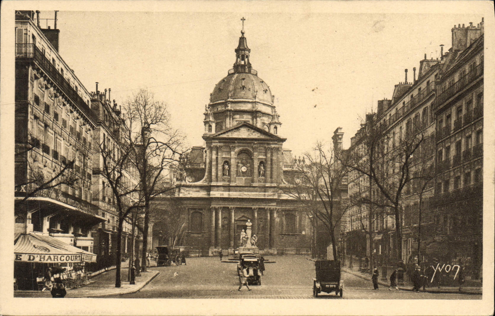 VINTAGE POSTCARD Paris While Strolling Frontage of the church of the Sorbonne