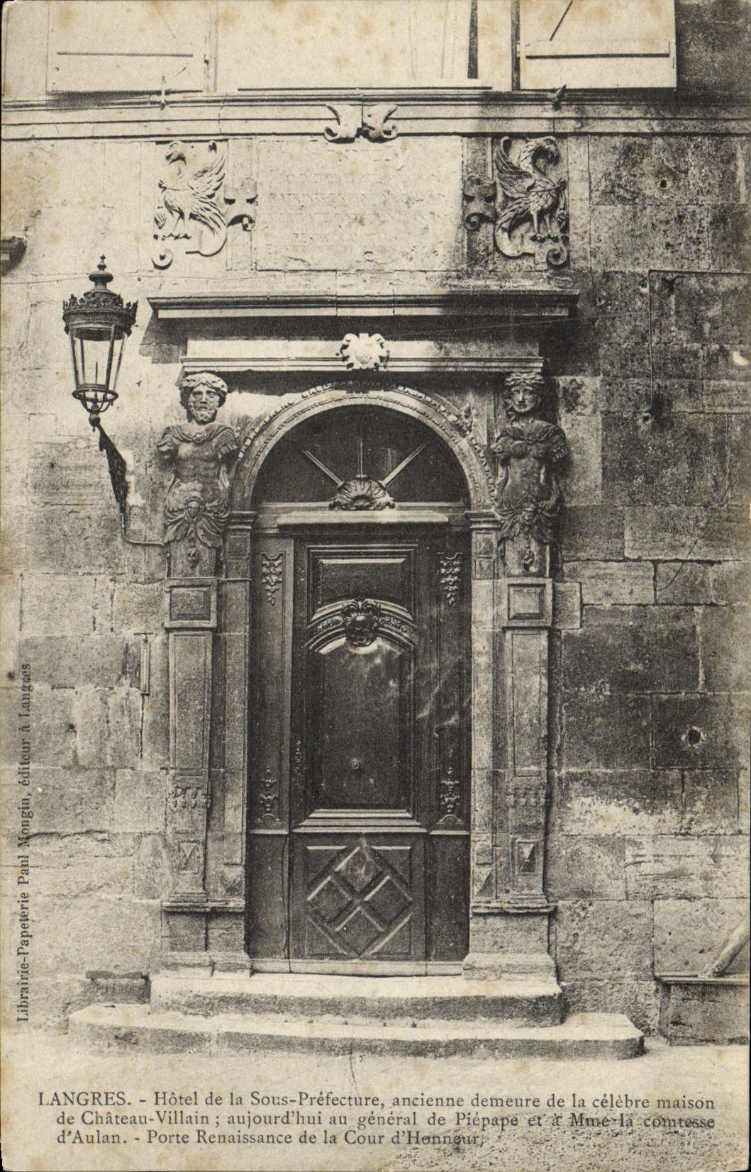 VINTAGE POSTCARD Langres Hotel of Under Prefecture House of Unpleasant Castle