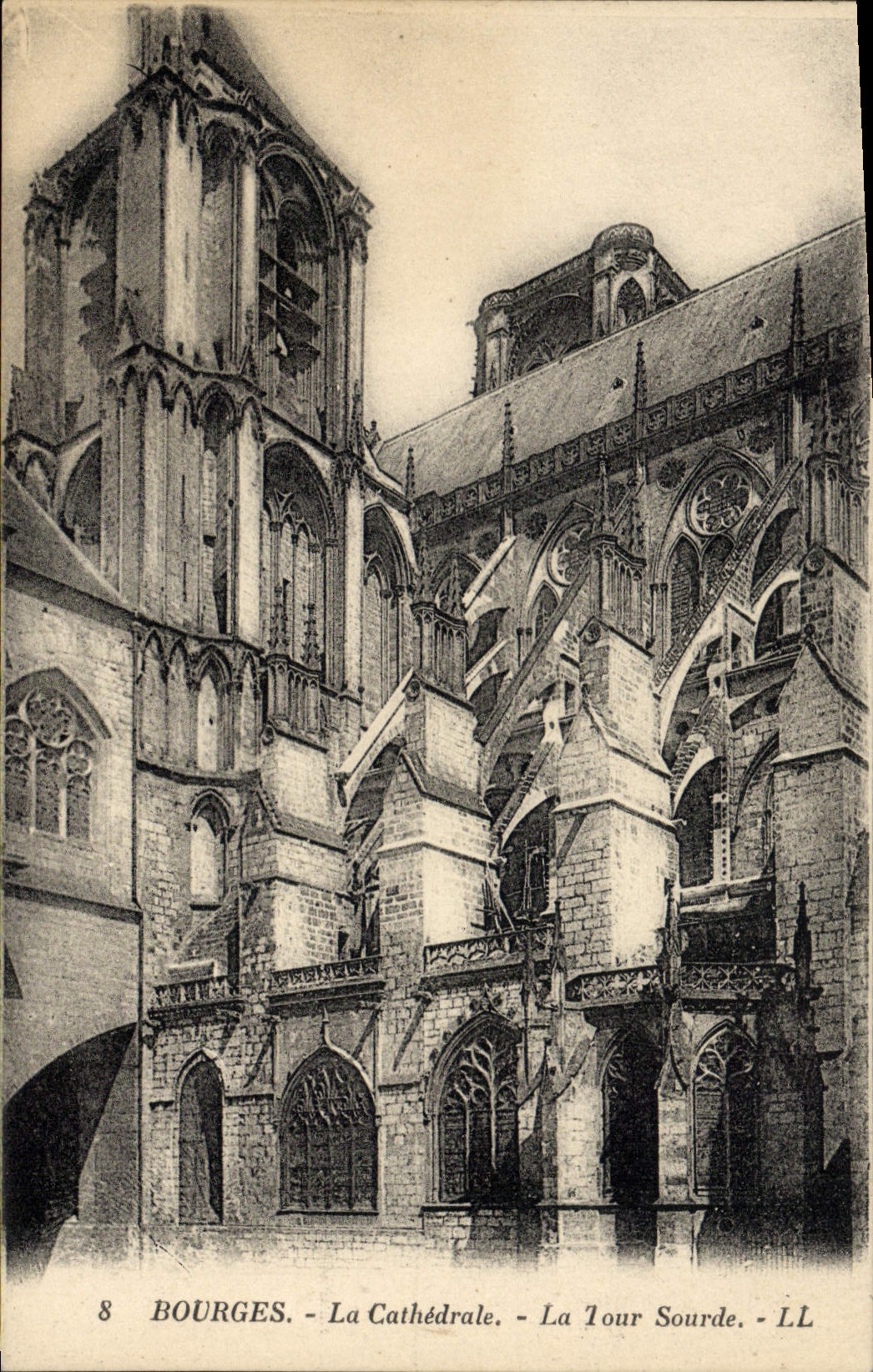 POSTAL Bourges de la VENDIMIA la catedral la torre sorda