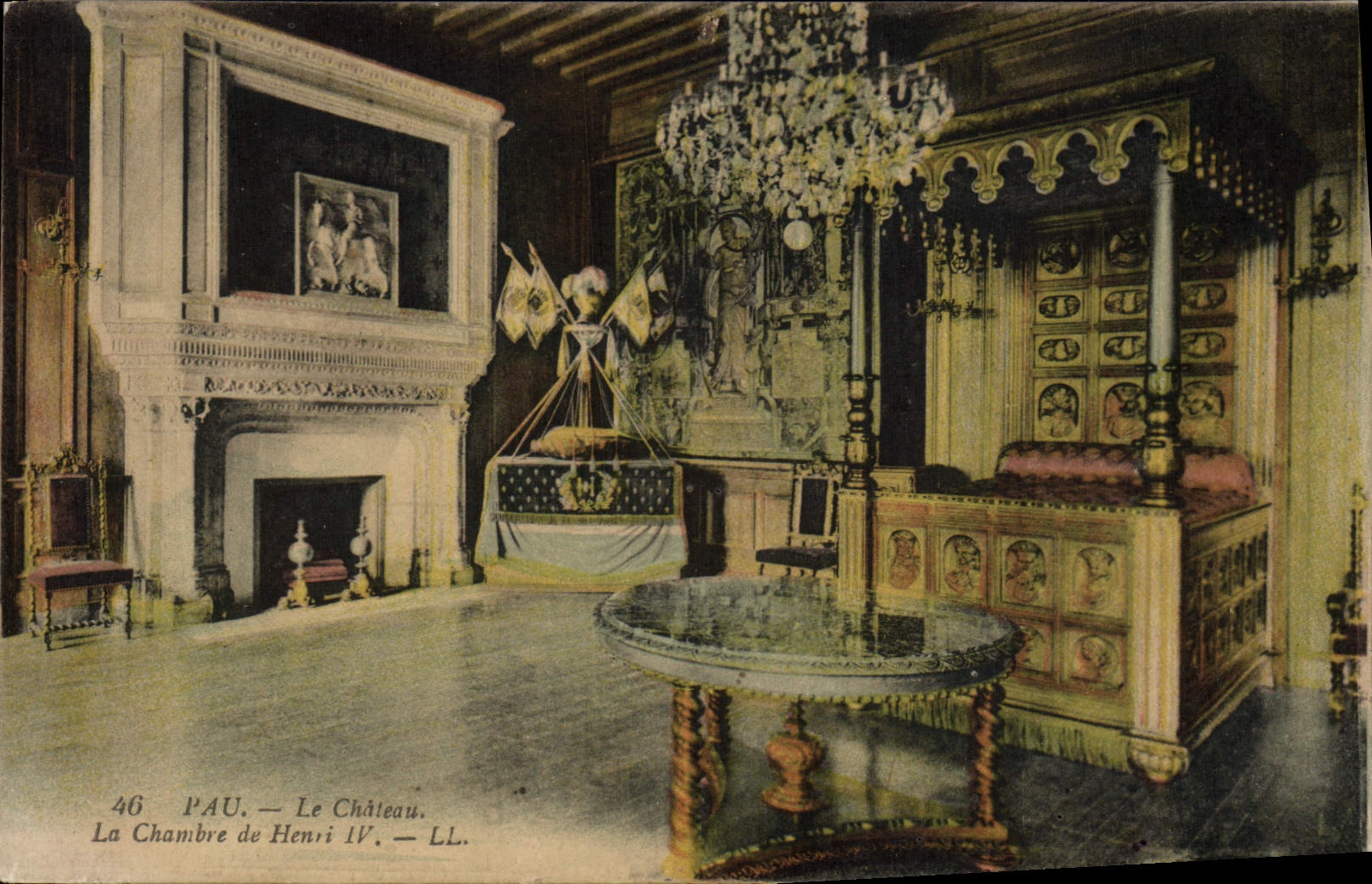 POSTAL Pau de la VENDIMIA el castillo el cuarto de Enrique IV