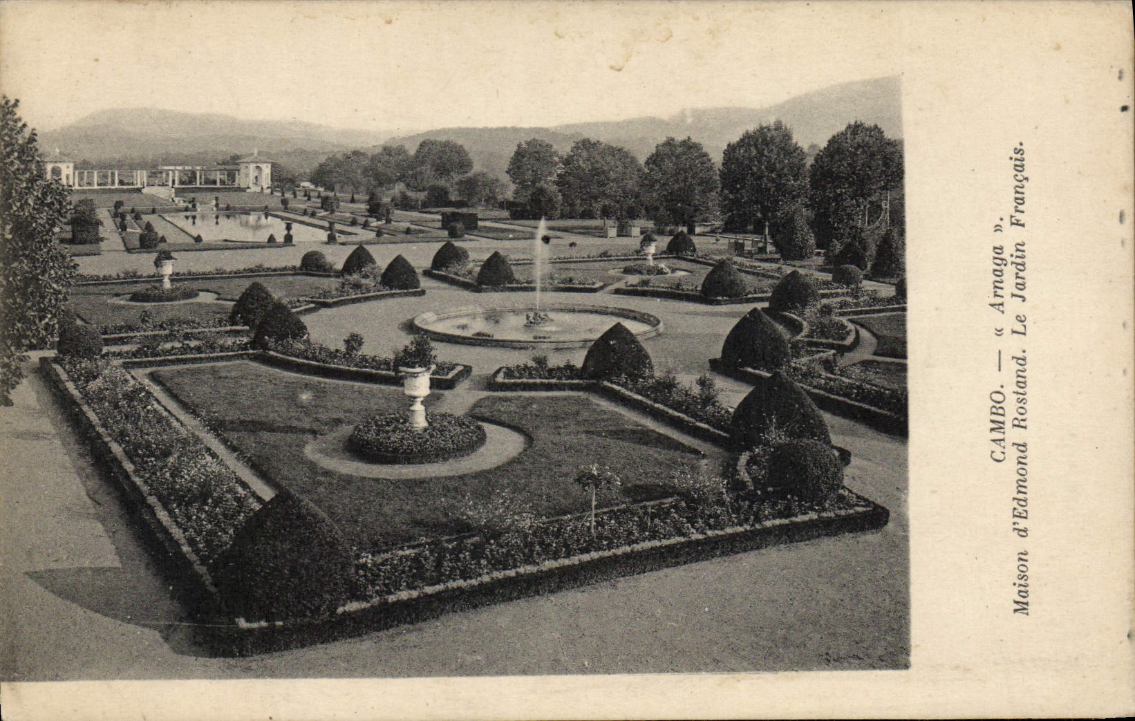 VINTAGE POSTCARD Cambo House of Edmond Rostand the French garden