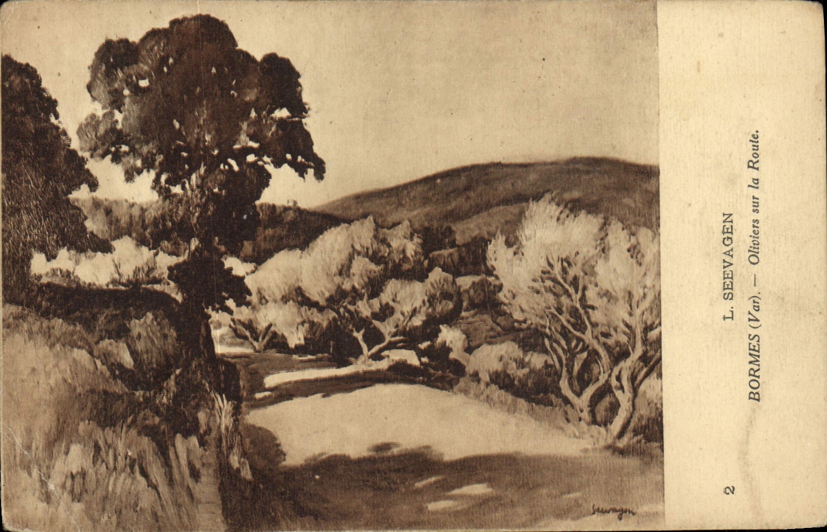 VINTAGE POSTCARD Bormes Olive-trees On the Seevagen Road