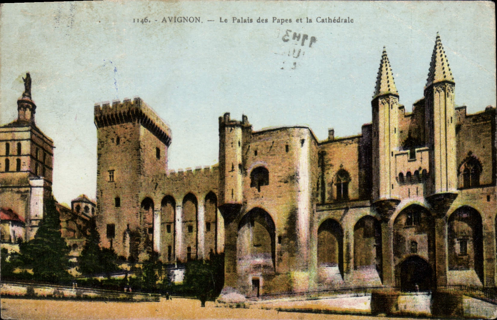 VINTAGE POSTCARD Avignon the Palate of Papee and the Cathedral