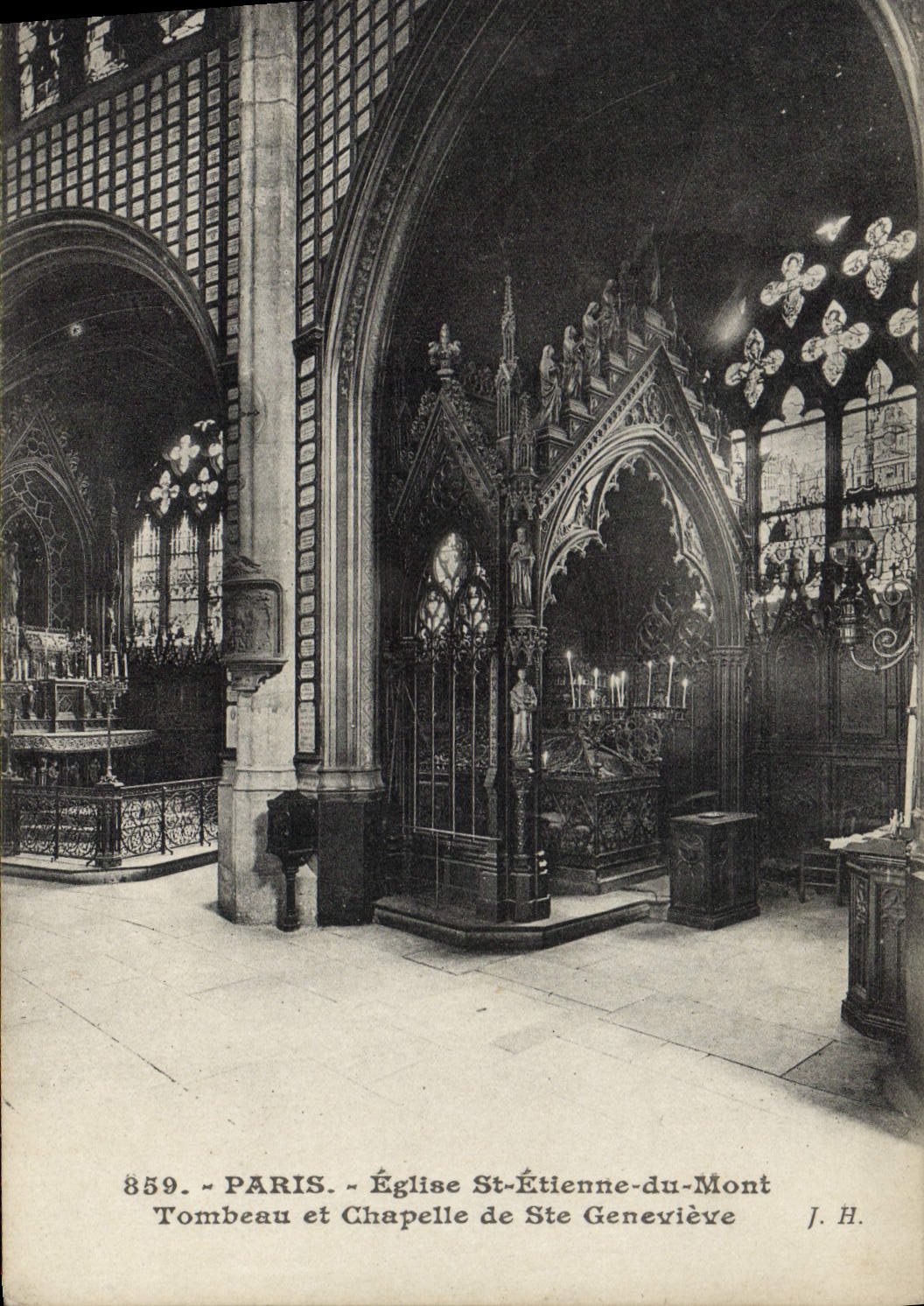 VINTAGE POSTCARD Paris Church St Etienne of the Mount Tomb and Vault of co. Genevieve