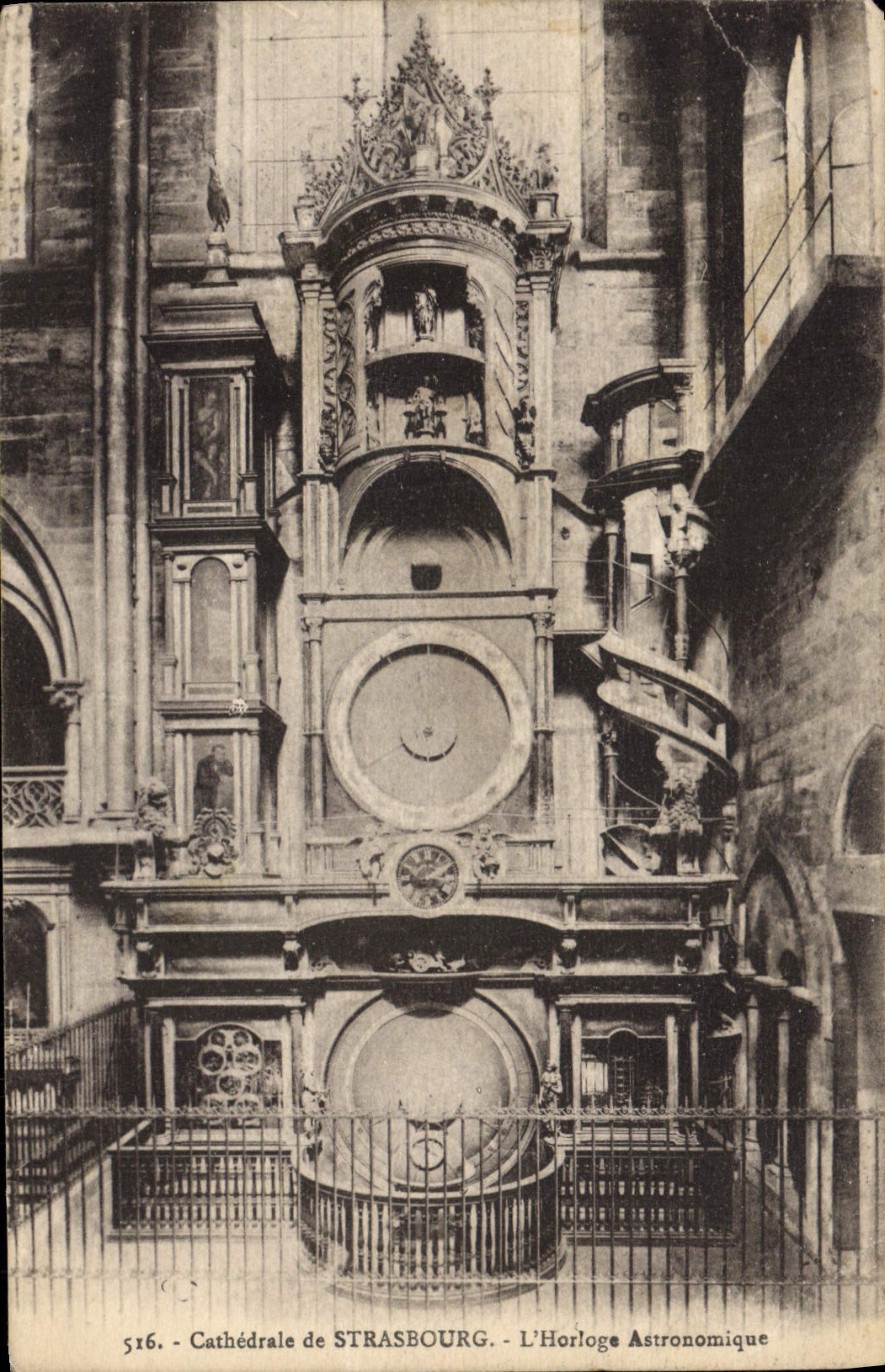 Catedral de la POSTAL de la VENDIMIA de Estrasburgo el reloj astronómico