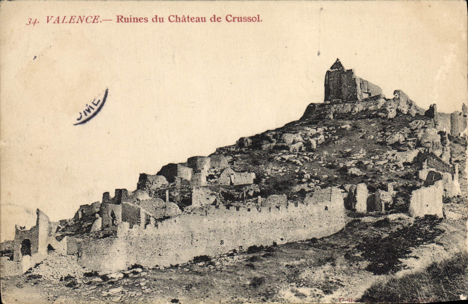 VINTAGE POSTCARD Valence Ruins of the Castle of Crussol