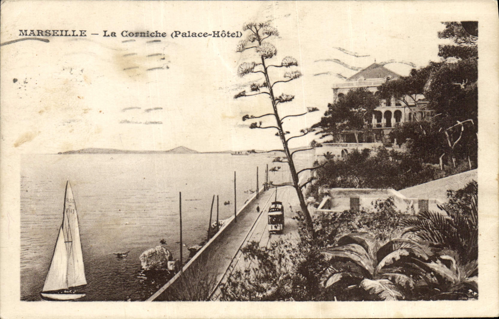 POSTAL Marsella de la VENDIMIA el hotel luxe del hotel del De de la cornisa