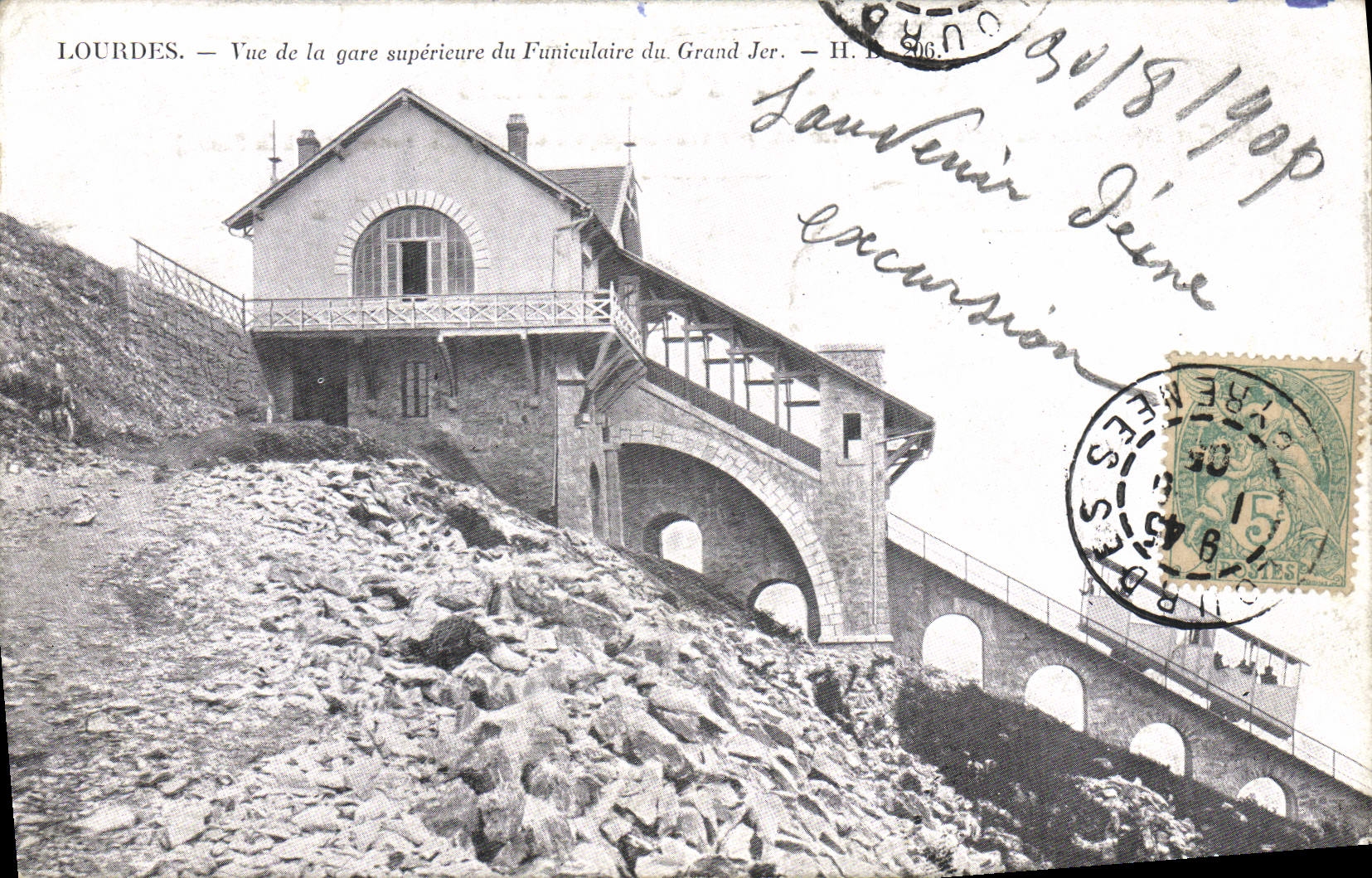 POSTAL Vuc pesado de la VENDIMIA de la estación de Supericure del funicular de Jer grande