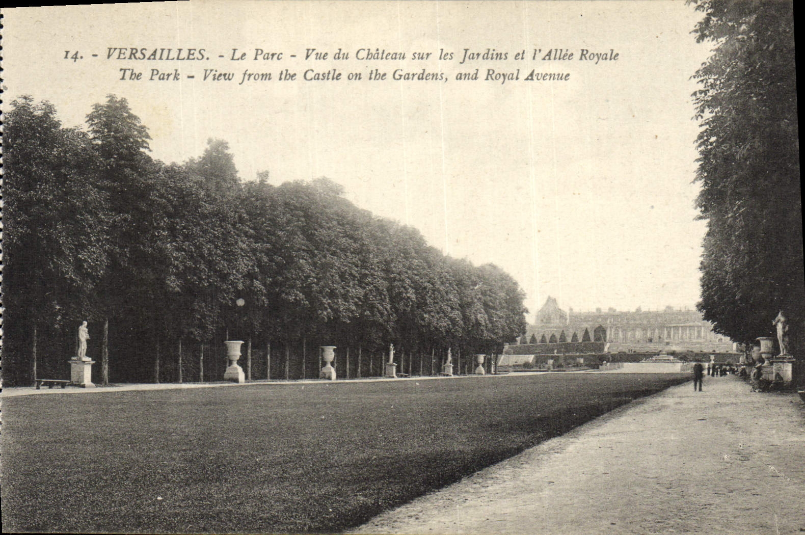 CPA Versailles Le Parc Vue Du Chateau Sur Les Jardins et L'Allee Royale