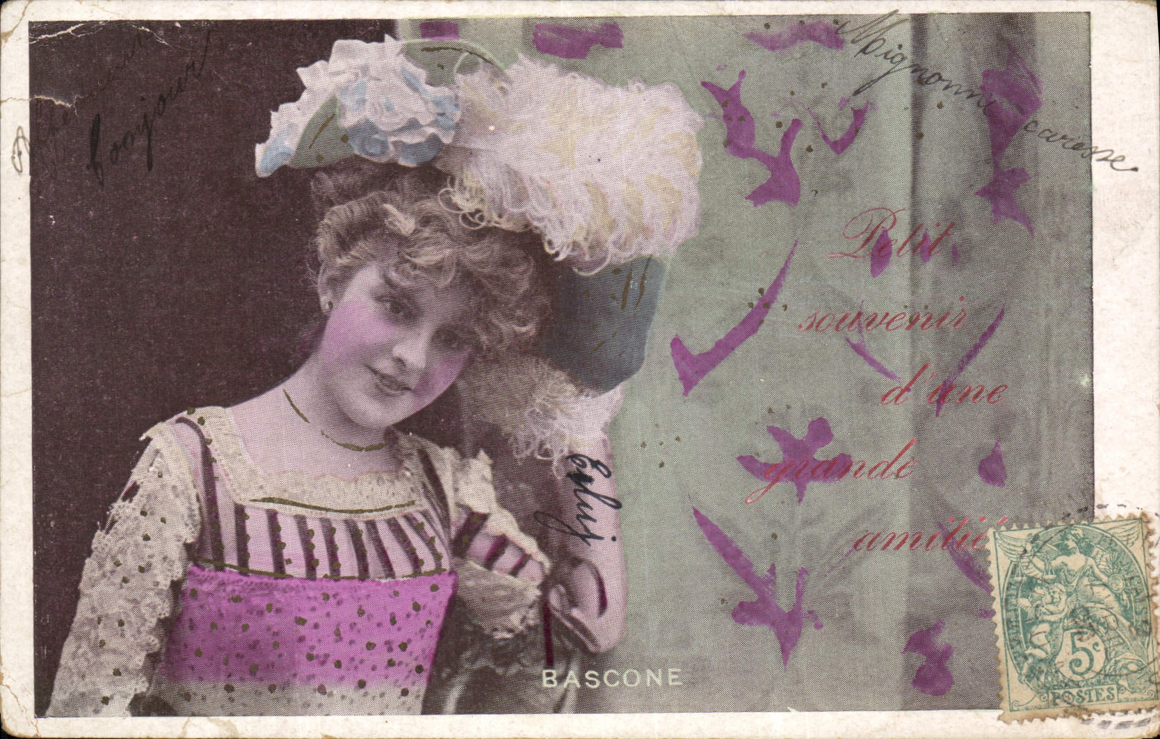 VINTAGE POSTCARD Fantasy Bascone Woman