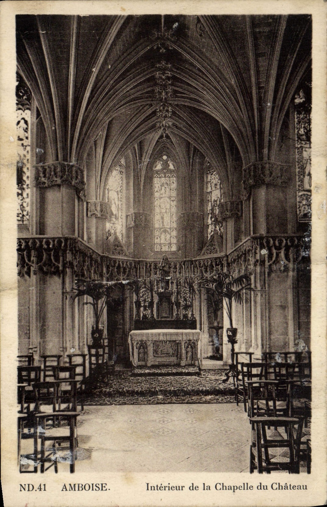 POSTAL Amboise interior de la VENDIMIA de la cámara acorazada del castillo