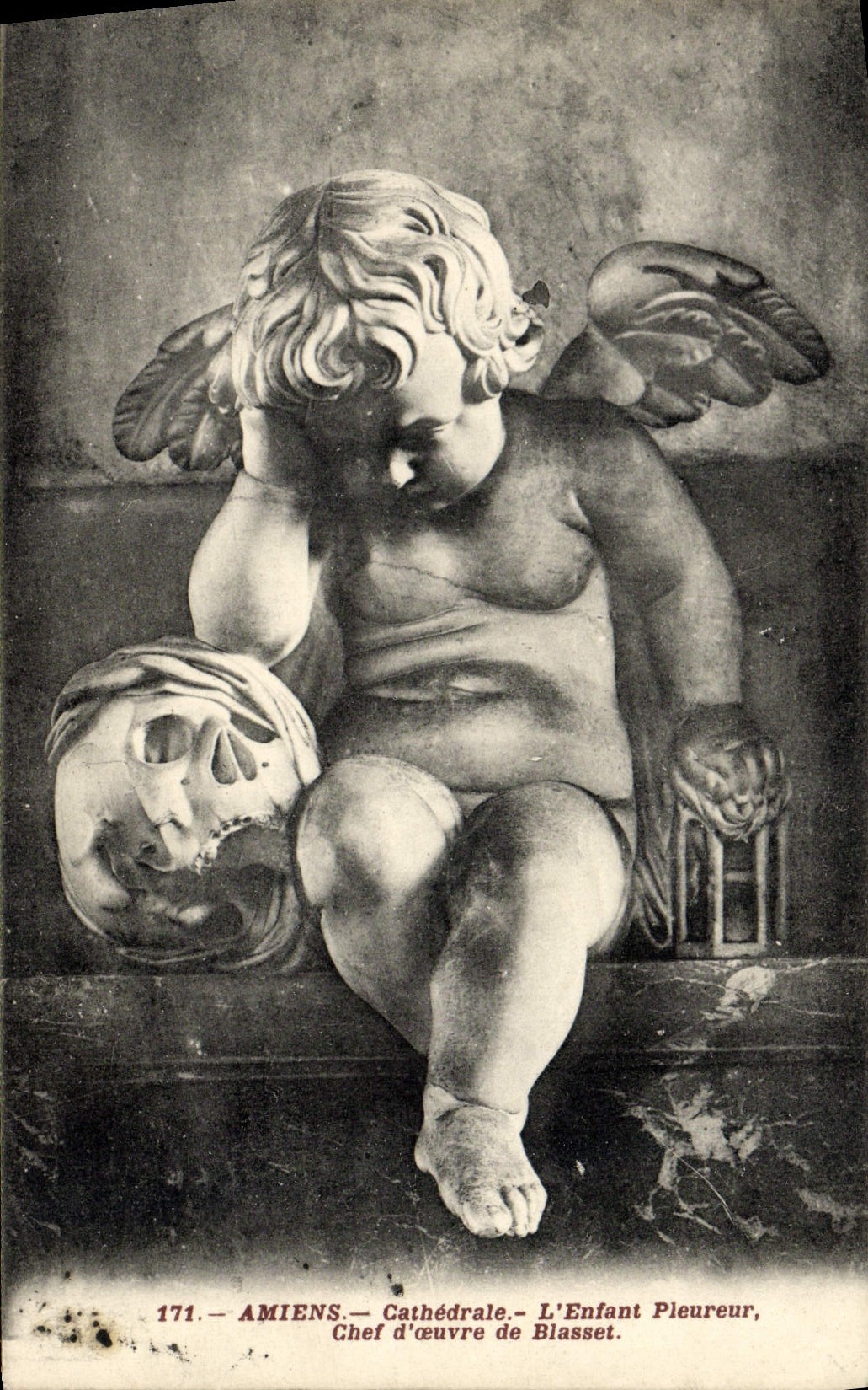 VINTAGE POSTCARD Amiens Cathedral the Whining Child Blasset Cranium Skeleton